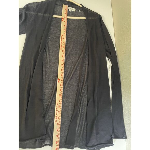 White + Warren S Trapeze Cotton Blend Gauze Drape Cardigan Black NEW NWT - Picture 5 of 8